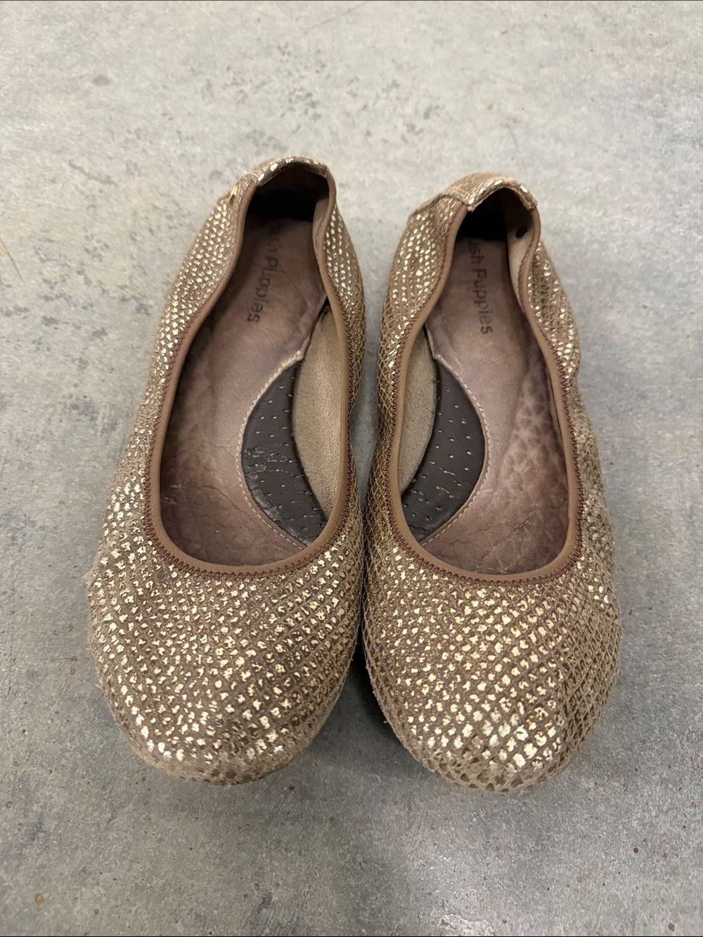 Hush Puppies Women's Metallic Bronze Quilted Ballet Flats